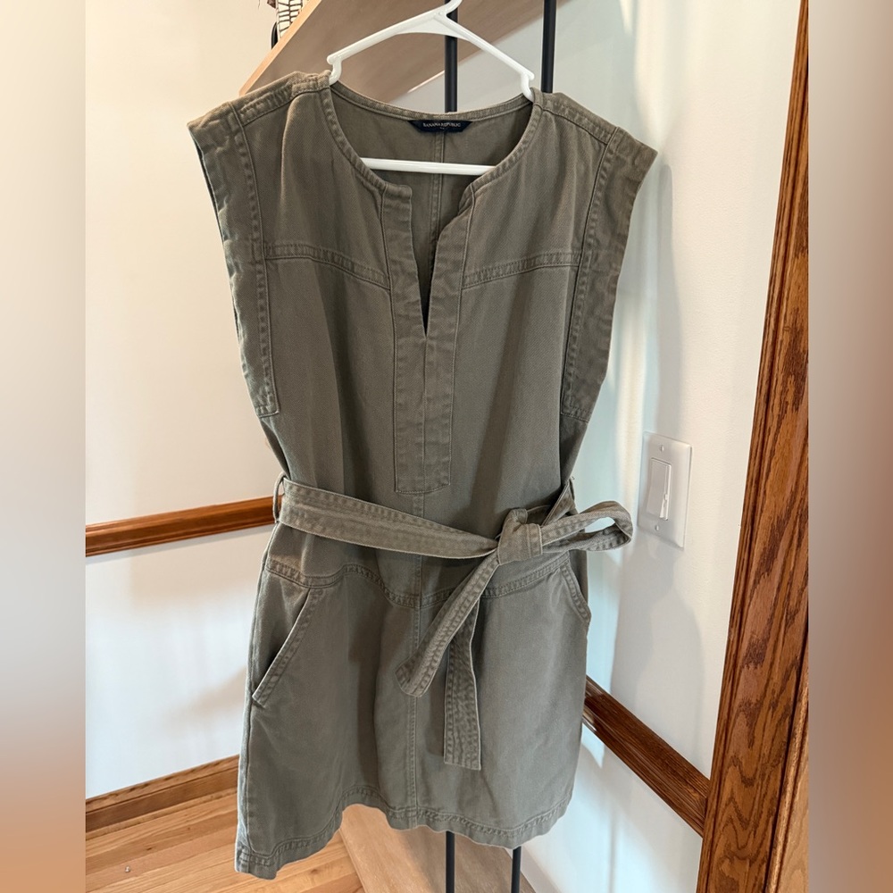 Banana Republic Khaki Belted Mini Dress